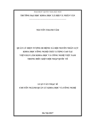 Luận văn thạc sĩ ussh quản lý hiện tượng di động xã hội của nguồn nhân lực khoa học công nghệ chất lượng cao tại viện hàn lâm khoa học và công nghệ việt nam