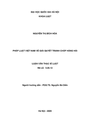 Luận văn thạc sĩ vnu ls pháp luật việt nam về giải quyết tranh chấp hàng hải