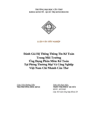 Luận văn đánh giá hệ thống thông tin kế toán trong môi trường ứng dụng phần mềm kế toán tại phòng thương mại và công nghiệp việt nam chi nhánh cần thơ