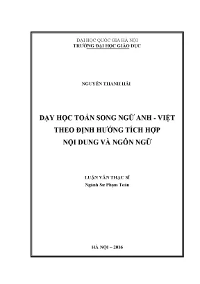 Luận văn thạc sĩ vnu ued dạy học toán song ngữ anh việt theo định hướng tích hợp nội dung và ngôn ngữ
