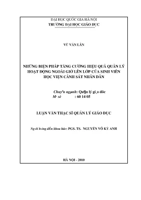 Luận văn thạc sĩ vnu ued những biện pháp tăng cường hiệu quả quản lý hoạt động ngoài giờ lên lớp của sinh viên học viện cảnh sát nhân dân