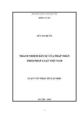 Luận văn thạc sĩ vnu ls trách nhiệm dân sự của pháp nhân theo pháp luật việt nam