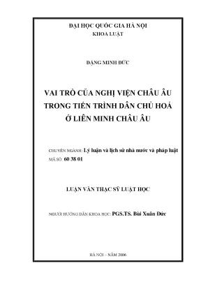 Luận văn thạc sĩ vnu ls vai trò của nghị viện châu âu trong tiến trình dân chủ hóa ở liên minh châu âu luật văn ths luật 60 38 01