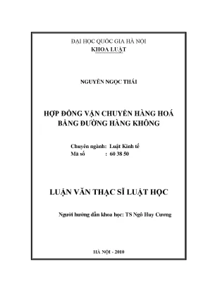 Luận văn thạc sĩ vnu ls hợp đồng vận chuyển hàng hóa bằng đường hàng không