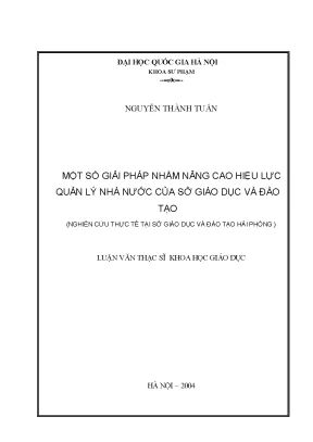 Luận văn thạc sĩ vnu ued một số giải pháp nhằm nâng cao hiệu lực quản lý nhà nước của sở giáo dục và đào tạo nghiên cứu thực tế tại sở giáo dục và đào tạo hải phòng