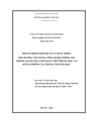 Luận văn thạc sĩ vnu ued một số biện pháp quản lý hoạt động bồi dưỡng ứng dụng công nghệ thông tin trong giảng dạy cho giáo viên trung học cơ sở hải phòng tại trung tâm tin học