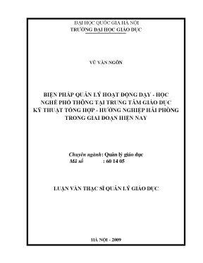 Luận văn thạc sĩ vnu ued biện pháp quản lý hoạt động dạy học nghề phổ thông tại trung tâm giáo dục kỹ thuật tổng hợp hướng nghiệp hải phòng trong giai đoạn hiện nay
