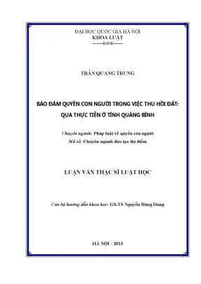 Luận văn thạc sĩ vnu ls bảo đảm quyền con người trong việc thu hồi đất qua thực tiễn ở tỉnh quảng bình luận văn ths luật