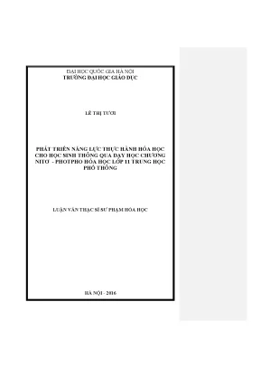 Luận văn thạc sĩ vnu ued phát triển năng lực thực hành hóa học cho học sinh thông qua dạy học chương nitơ photpho hóa học lớp 11 trung học phổ thông