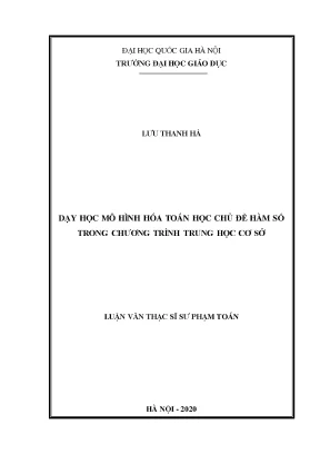 Luận văn thạc sĩ vnu ued dạy học mô hình hóa toán học chủ đề hàm số trong chương trình trung học cơ sở