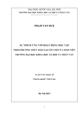 Luận văn thạc sĩ ussh sự thích ứng với hoạt động học tập theo phương thức đào tạo tín chỉ của sinh viên trường đại học khoa học xã hội và nhân văn