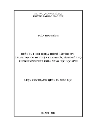 Luận văn thạc sĩ vnu ued quản lý thiết bị dạy học ở các trường trung học cơ sở huyện thanh sơn tỉnh phú thọ theo hướng phát triển năng lực học sinh