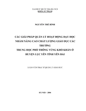 Luận văn thạc sĩ vnu ued các giải pháp quản lý hoạt động dạy học nhằm nâng cao chất lượng giáo dục các trường trung học phổ thông vùng khó khăn ở huyện lục yên tỉnh yên bái
