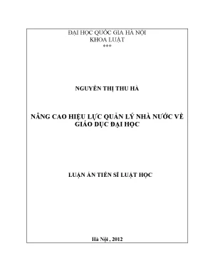 Luận văn thạc sĩ vnu ls nâng cao hiệu lực quản lý nhà nước về giáo dục đại học luận án ts luật 60 38 01