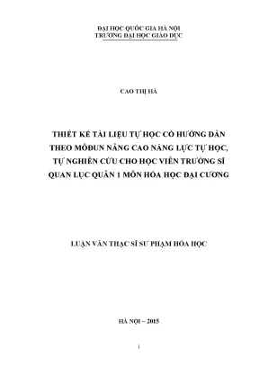 Luận văn thạc sĩ vnu ued thiết kế tài liệu tự học có hướng dẫn theo môđun nâng cao năng lực tự học tự nghiên cứu cho học viên trường sĩ quan lục quân 1 môn hóa học đại cương