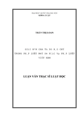 Luận văn thạc sĩ vnu ls giới hạn của tự do báo chí trong pháp luật một số nước và pháp luật việt nam