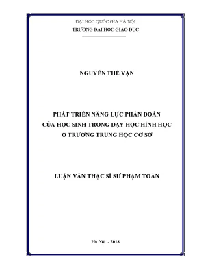 Luận văn thạc sĩ vnu ued phát triển năng lực phán của học sinh trong dạy học hình học ở trường trung học cơ sở