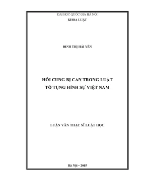 Luận văn thạc sĩ vnu ls hỏi cung bị can trong luật tố tụng hình sự việt nam