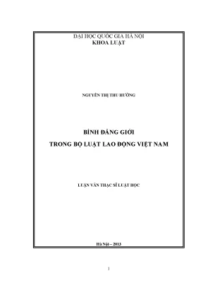 Luận văn thạc sĩ vnu ls bình đẳng giới trong bộ luật lao động việt nam