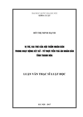Luận văn thạc sĩ vnu ls vị trí vai trò của hội thẩm nhân dân trong hoạt động xét xử của tòa án từ thực tiễn tòa án nhân dân tỉnh thanh hóa