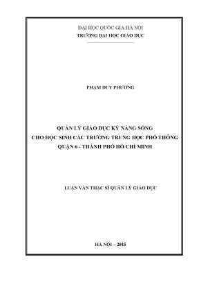 Luận văn thạc sĩ vnu ued quản lý giáo dục kỹ năng sống cho học sinh các trường trung học phổ thông quận 6 thành phố hồ chí minh