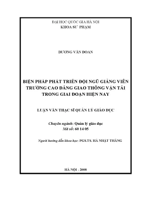 Luận văn thạc sĩ vnu ued biện pháp phát triển đội ngũ giảng viên trường cao đẳng giao thông vận tải trong giai đoạn hiện nay