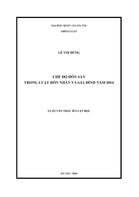 Luận văn thạc sĩ vnu ls chế độ hôn sản trong luật hôn nhân và gia đình năm 2014 luận văn ths luật dân sự và tố tụng dân sự 60 38 01 03