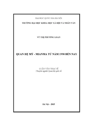 Luận văn thạc sĩ ussh quan hệ mỹ mianma từ năm 1990 đến nay