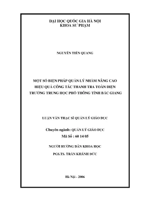 Luận văn thạc sĩ vnu ued một số biện pháp quản lý nhằm nâng cao hiệu quả công tác thanh tra toàn diện trường trung học phổ thông tỉnh bắc giang