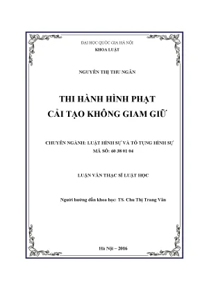 Luận văn thạc sĩ vnu ls thi hành hình phạt cải tạo không giam giữ