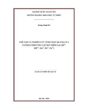 Luận án tiến sĩ hus chế tạo và nghiên cứu tính chất quang của nanofluorit pha tạp đất hiếm laf3re3 re3 sm3 ho3 eu3