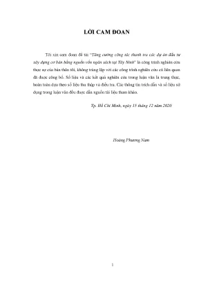 Luận văn thạc sĩ tăng cường công tác thanh tra các dự án đầu tư xây dựng cơ bản bằng nguồn vốn ngân sách tại tỉnh tây ninh