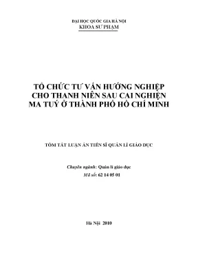 Luận văn thạc sĩ vnu ued tổ chức tư vấn hướng nghiệp cho thanh niên sau cai nghiện ma túy ở thành phố hồ chí minh luận án ts giáo dục học 62 14 05 10