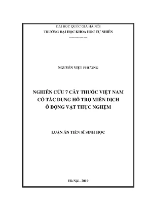Luận án tiến sĩ hus nghiên cứu 7 cây thuốc việt nam có tác dụng hỗ trợ miễn dịch ở động vật thực nghiệm