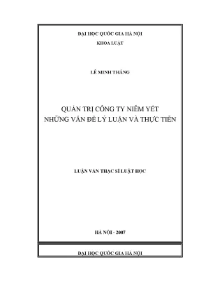 Luận văn thạc sĩ vnu ls quản trị công ty niêm yết những vấn đề lý luận và thực tiễn