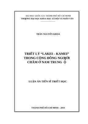 Luận án tiến sĩ triết lý lakei kamei trong cộng đồng ngƣời chăm ở nam trung ộ