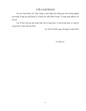 Luận văn thạc sĩ thực trạng và giải pháp hoạt động giáo dục hướng nghiệp tại trường trung học phổ thông võ minh đức tỉnh bình dương