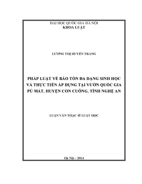Luận văn thạc sĩ vnu ls pháp luật về bảo tồn đa dạng sinh học và thực tiễn áp dụng tại vườn quốc gia pù mát huyện con cuông tỉnh nghệ an 07001