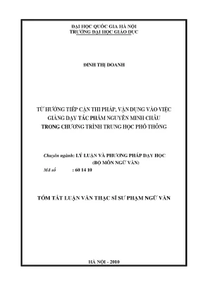 Luận văn thạc sĩ vnu ued từ hướng tiếp cận thi pháp vận dụng vào việc giảng dạy tác phẩm nguyễn minh châu trong chương trình trung học phổ thông
