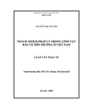 Luận văn thạc sĩ vnu ls trách nhiệm pháp lý trong lĩnh vực bảo vệ môi trường ở việt nam