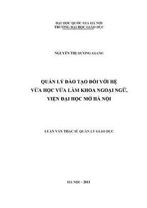 Luận văn thạc sĩ vnu ued quản lý đào tạo đối với hệ vừa học vừa làm khoa ngoại ngữ viện đại học mở hà nội