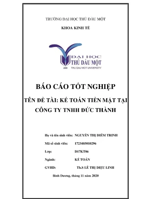 Khóa luận tốt nghiệp kế toán tiền mặt tại công ty tnhh đức thành