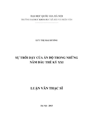 Luận văn thạc sĩ ussh sự trỗi dậy của ấn độ trong những năm đầu thế kỷ xxi
