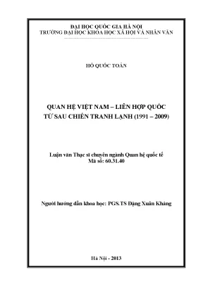 Luận văn thạc sĩ ussh quan hệ việt nam liên hợp quốc từ sau chiến tranh lạnh 1991 2009