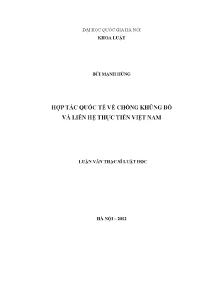 Luận văn thạc sĩ vnu ls hợp tác quốc tế về chống khủng bố và liên hệ thực tiễn việt nam luận văn ths luật