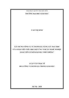 Luận văn thạc sĩ vnu ued xây dựng công cụ tự đánh giá năng lực dạy học của giáo viên tiểu học đáp ứng chuẩn nghề nghiệp giáo viên cơ sở giáo dục phổ thông