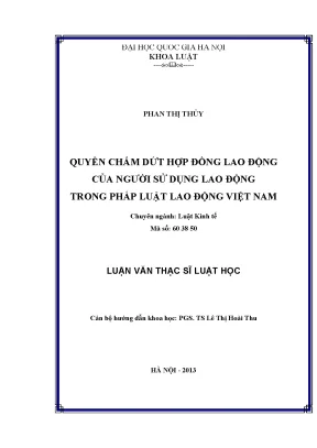 Luận văn thạc sĩ vnu ls quyền chấm dứt hợp đồng lao động của người sử dụng lao động trong pháp luật lao động việt nam