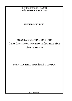 Luận văn thạc sĩ vnu ued quản lý quá trình dạy học ở trường trung học phổ thông hòa bình tỉnh lạng sơn