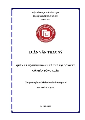 Luận văn thạc sĩ quản lý hộ kinh doanh cá thể tại công ty cổ phần đồng xuân