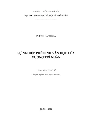 Luận văn thạc sĩ ussh sự nghiệp phê bình văn học của vương trí nhàn